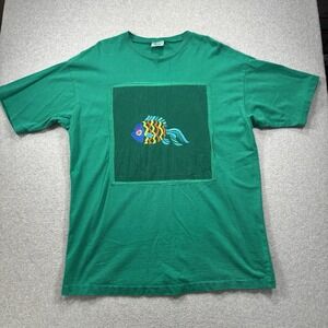 Vintage‎ Johnny Was T Shirt Embroidered Fish Animal Tee Cotton Adult One Size
